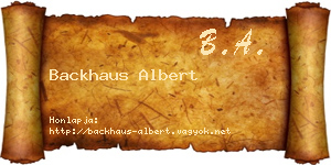 Backhaus Albert névjegykártya